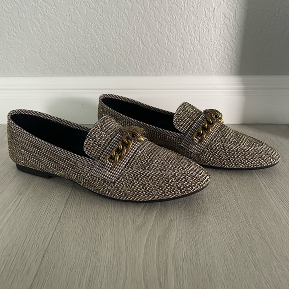 NWOT Kurt Geiger Gold Chelsea Leather Loafers, size 40 (9) women’s glam flats - Picture 3 of 7